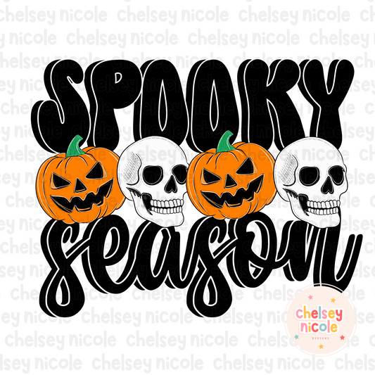 Spooky Season PNG | Retro Spooky Season Design | Spooky Season Pumpkin Skull PNG
