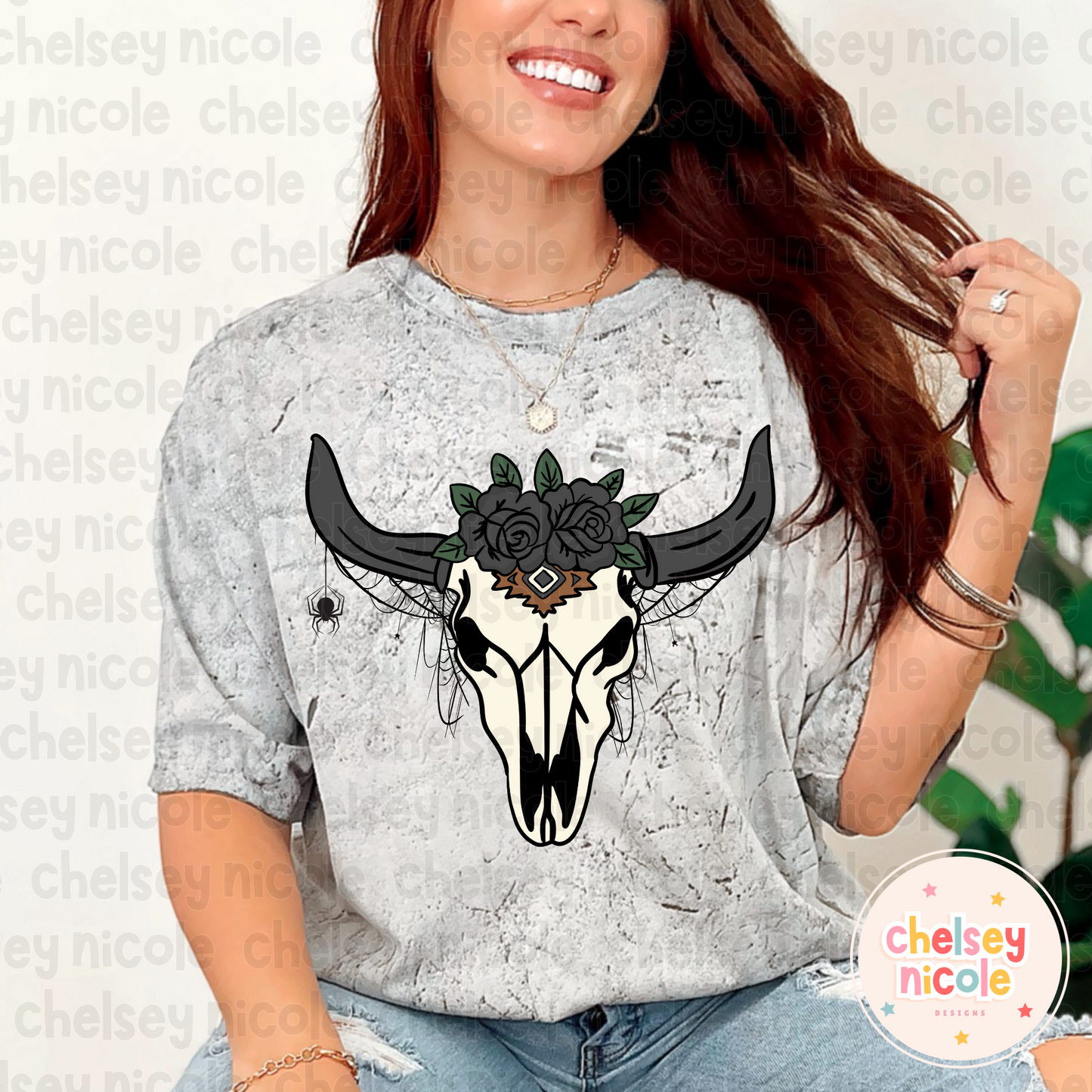 Spooky Cow Skull PNG | Halloween Cow Skull PNG | Bull Skull Halloween PNG