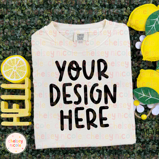 Ivory Comfort Color Mockup - Lemon Mockup - Retro Lemon Mockups - Comfort Color Mockups
