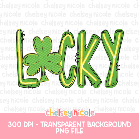 Lucky Shamrock PNG | Glitter Lucky PNG | Lucky Clover PNG | Design for sublimation, dtf and more
