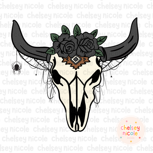 Spooky Cow Skull PNG | Halloween Cow Skull PNG | Bull Skull Halloween PNG