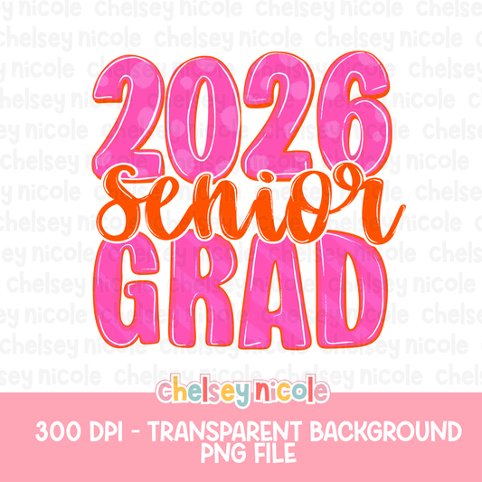 2026 Senior Grad Bright Retro | Fun Graduation PNG | Girl Graduation Design