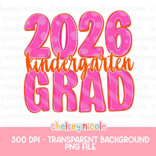 2026 Kindergarten Grad Bright Retro | Fun Graduation PNG | Girl Graduation Design