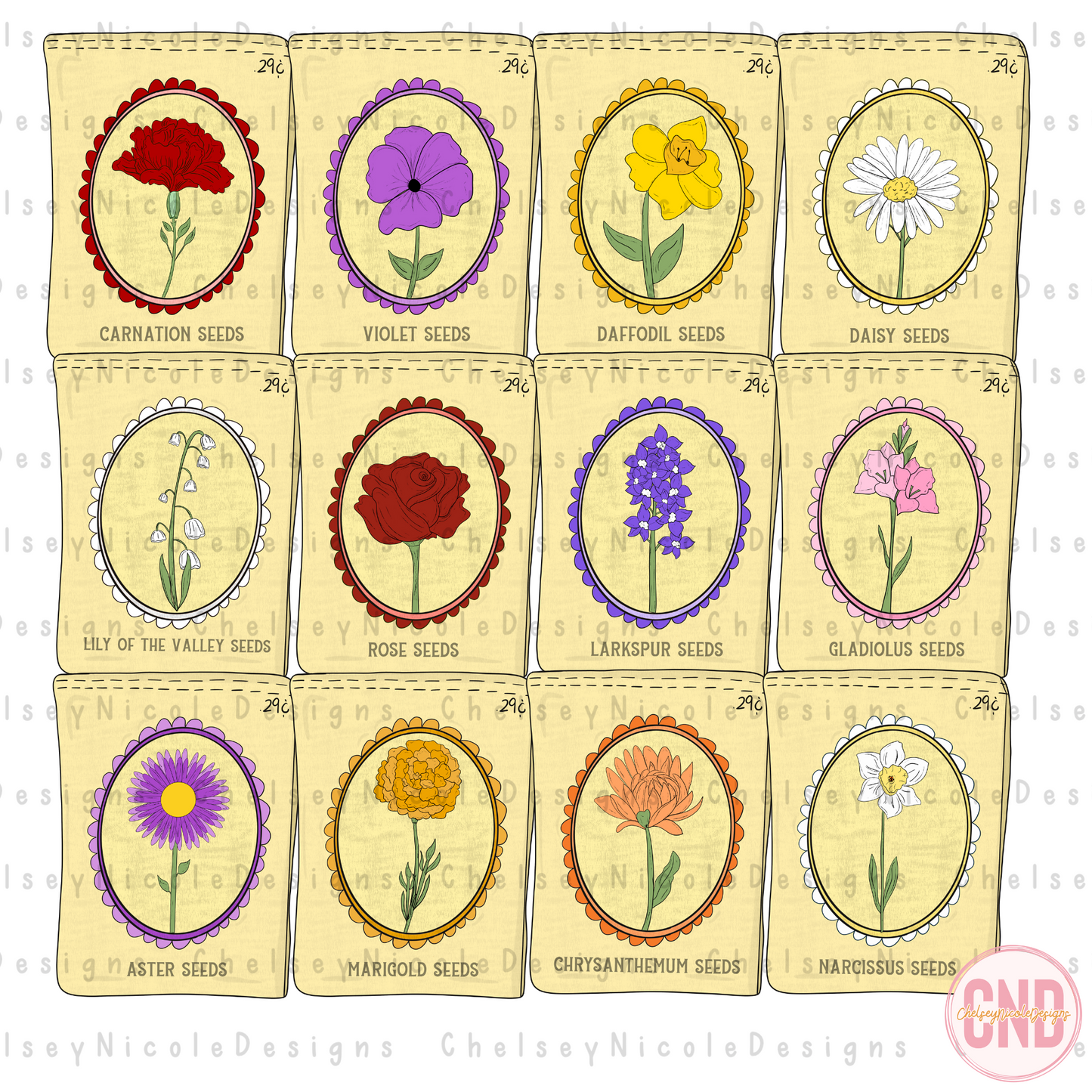 Flower Seed Pack Clipart Bundle