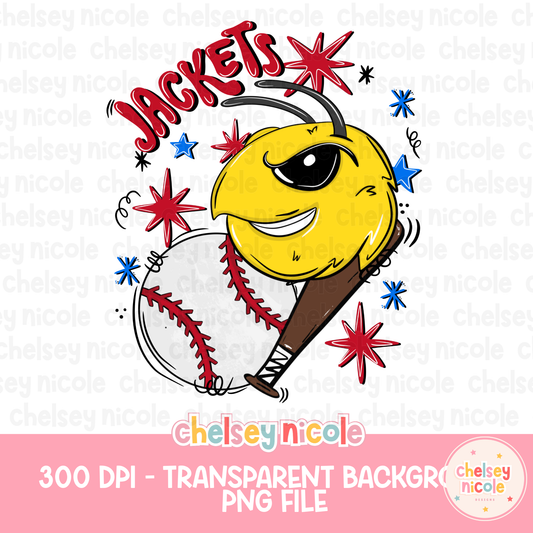 Jackets Baseball PNG | Jackets Mascot PNG | Hand Drawn Baseball Digital Design