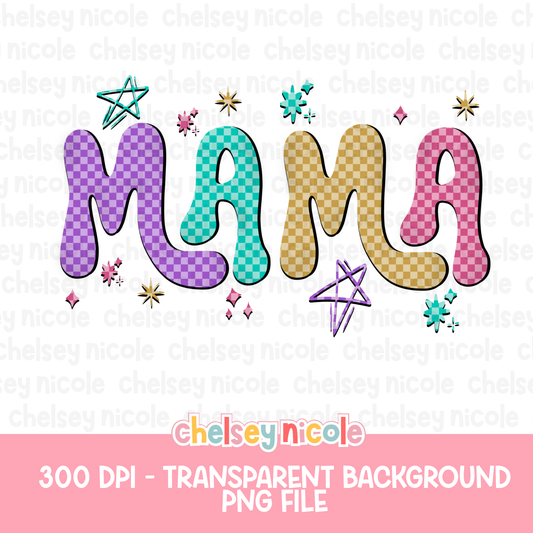 Mamas Retro PNG | Bright Fun Neon Mama Digital Design | Mommy and me PNG