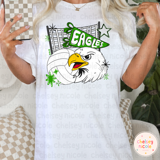 Eagles Volleyball PNG | Eagle Mascot PNG | Hand Drawn Volleyball Digital Design