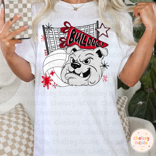 Bulldogs Volleyball PNG | Bulldog Mascot PNG | Hand Drawn Volleyball Digital Design