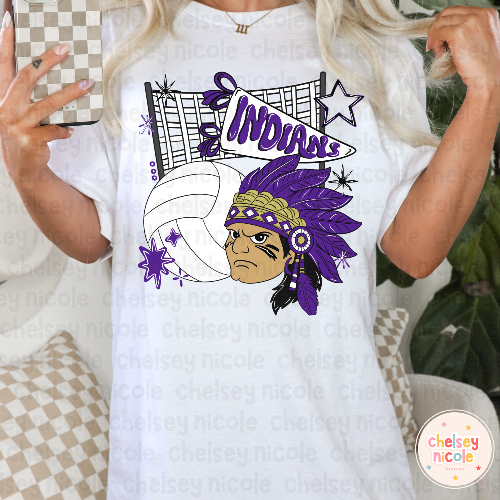 Indians Volleyball PNG |Indian Mascot PNG | Hand Drawn Volleyball Digi ...