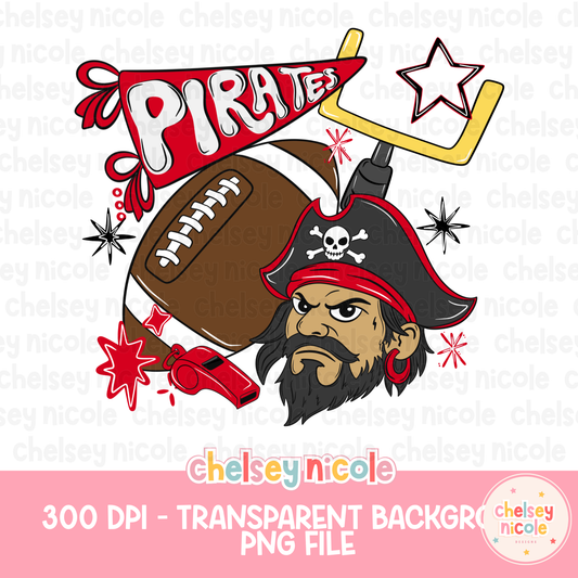 Pirates Football PNG |Pirate Mascot PNG | Hand Drawn Football Digital Design