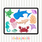 Watercolor Sea Animals - Commercial Use Clipart Bundle