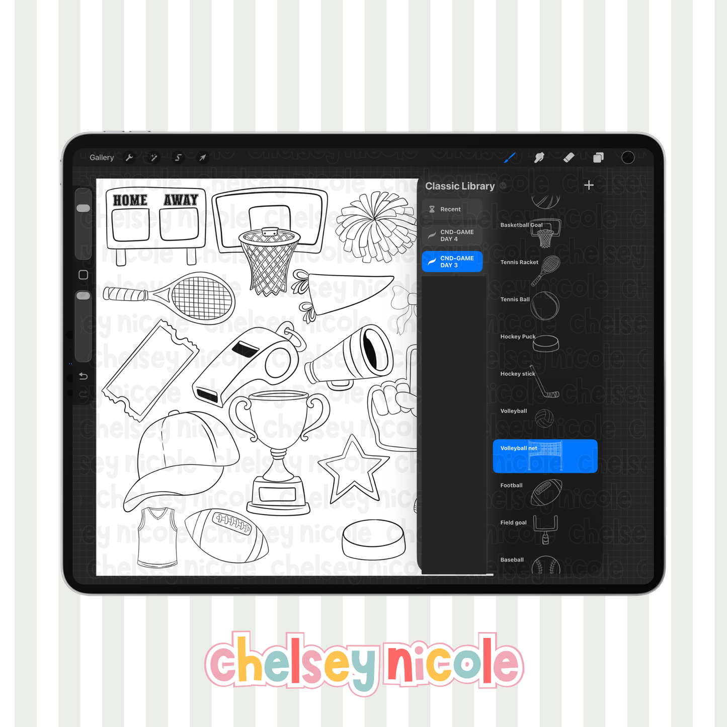 Game Day Procreate Brush Stamps - Commercial Use Allowed