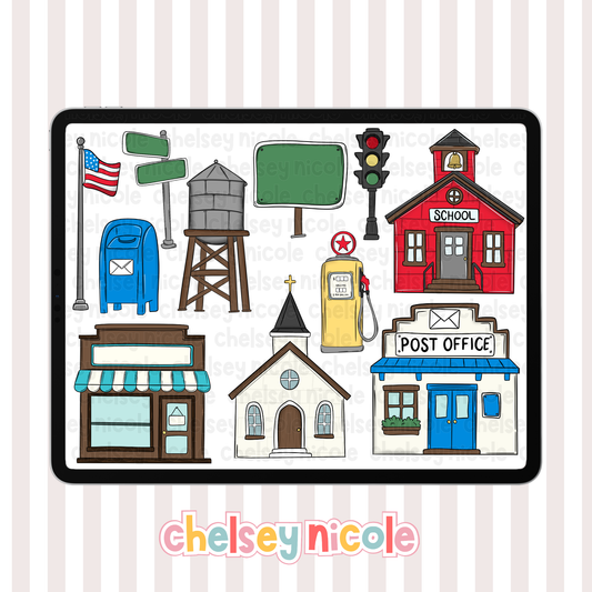 Small Town Clipart - Commercial use Allowed
