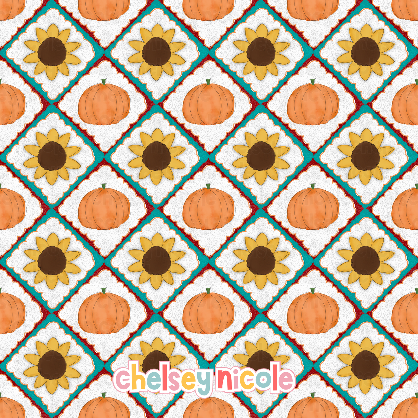 Fall Sunflower Pumpkin Seamless