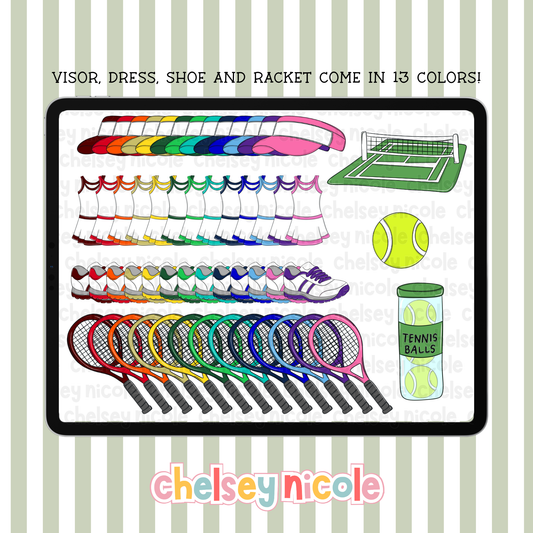 Tennis Hand Drawn Clipart - Commercial Use Allowed