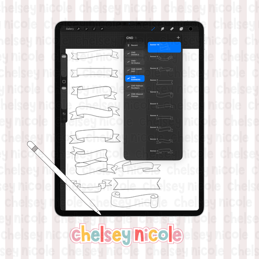 Banner Doodle Stamps - Commercial Use Allowed