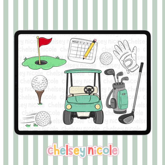 Golf Hand Drawn Clipart - Commercial Use Allowed