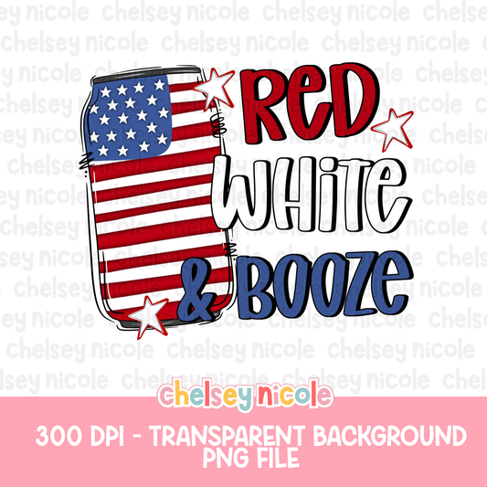 Red White and Booze PNG | Cute 4th Of July PNG