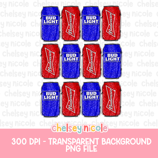 Glitter Patriotic Beers | 4th of July PNG