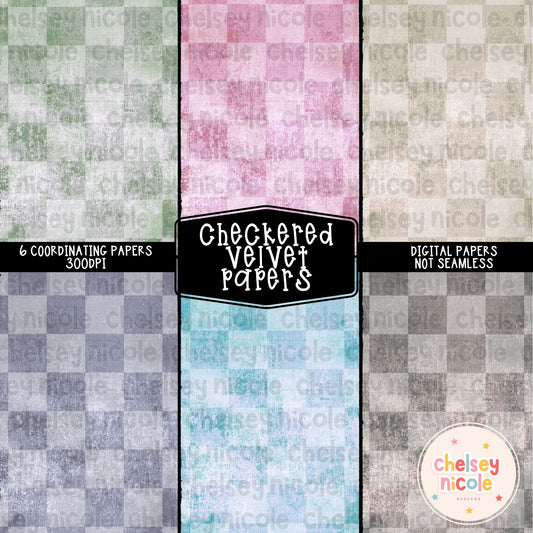 Checkered Velvet Digital Paper Bundle