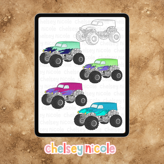 Monster Trucks Clip Art Bundle - Commercial Use Allowed