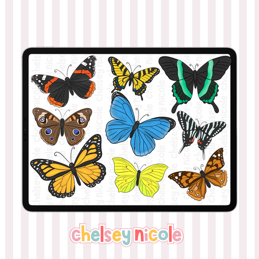 Set of 9 Butterflies-Butterfly Clipart - Commercial Use Allowed