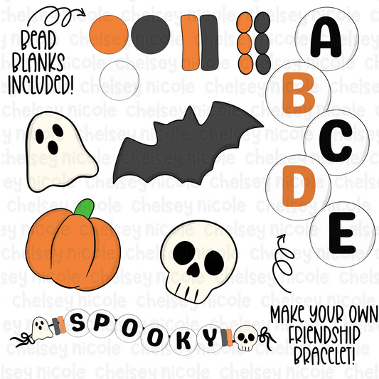 Spooky Friendship Bracelet Clipart Bundle + Canva Template - Halloween Friend Clipart Bundle - Hand Drawn Clipart