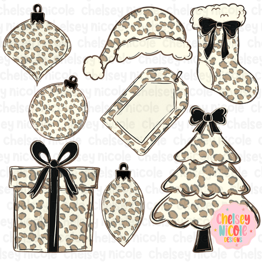 Cheetah Clipart Set | Christmas Cheetah Clipart |Beige Christmas Clipart | Commercial Use Allowed (Copy)
