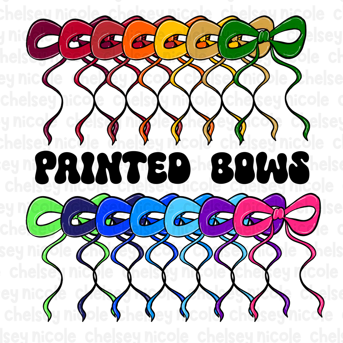 Painted Bow Clip Art Bundle - Hand Drawn Bows - Commercial use Clip Art Bows