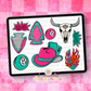Retro Rodeo - Pink and Turquoise Western Clipart Bundle - Punchy Cowgirl Clip Art Bundle