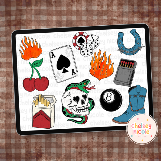 Western Yallternative Clipart Set - Western Grunge Clipart - Commercial Use Clipart Bundle