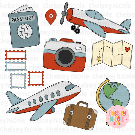 Traveling/Airplane Clipart Set Commercial Use Allowed