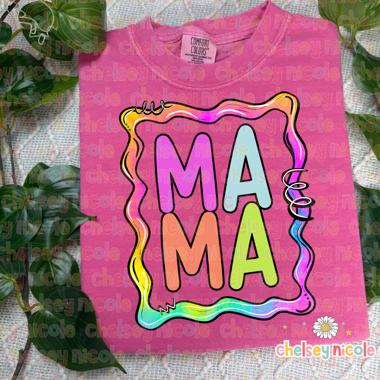 Tie Dye Mama PNG - Tie Dye Rainbow Mama - Neon/Bright Mama PNG