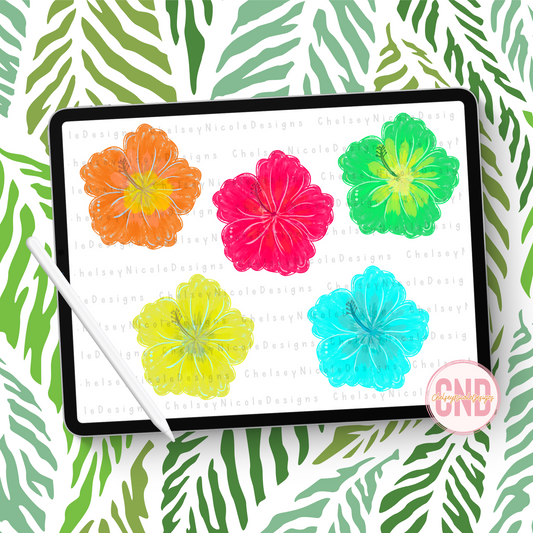 Bright Tropical Flowers Clipart Pack