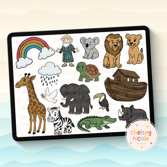 Noah's Ark Clip Art Bundle - Ark, Animals Clipart - Bible Story Clip Art