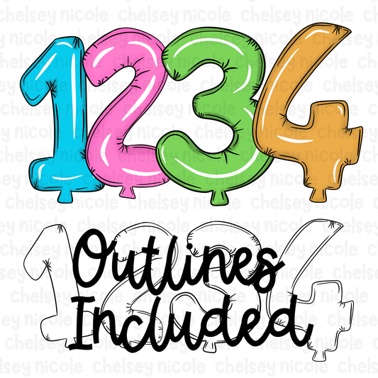 Balloon Numbers 0-9 Clipart - Commercial Use Allowed