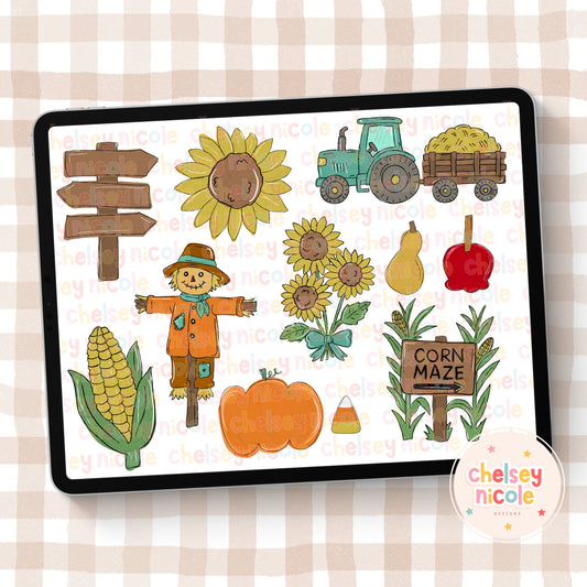 Painted Fall Clipart Bundle - Fall Autumn Clipart Bundle - Hand Painted Clipart