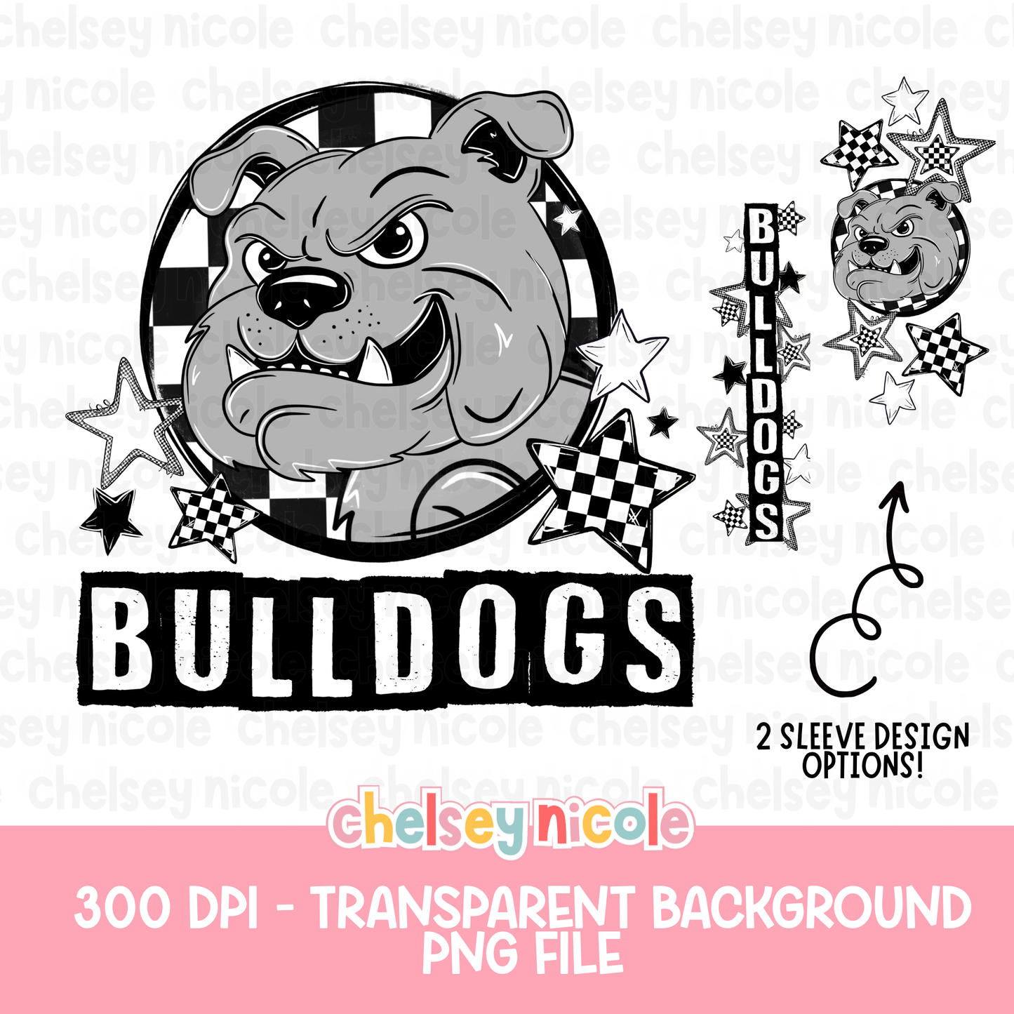 Bulldogs Mascot PNG | Hand Drawn School Spirit Design | Bulldogs School Spirit Mascot | Design for sublimation and DTF