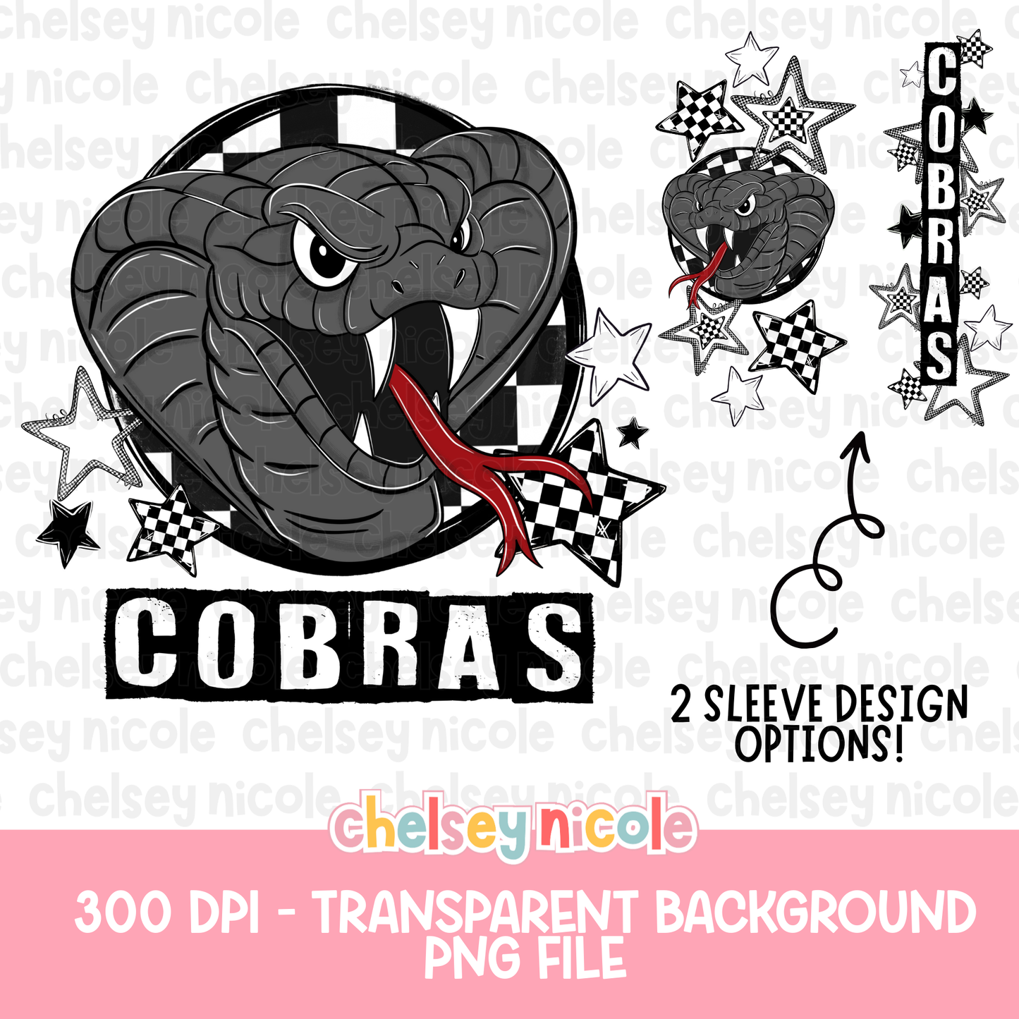 Cobras Mascot PNG | Hand Drawn School Spirit Design | Cobras School Spirit Mascot | Design for sublimation and DTF