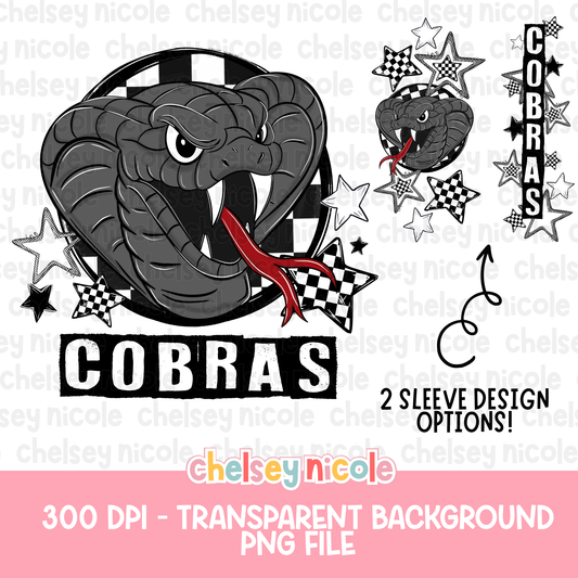Cobras Mascot PNG | Hand Drawn School Spirit Design | Cobras School Spirit Mascot | Design for sublimation and DTF