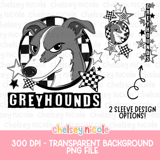 Greyhounds Mascot PNG | Hand Drawn School Spirit Design | Greyhounds School Spirit Mascot | Design for sublimation and DTF