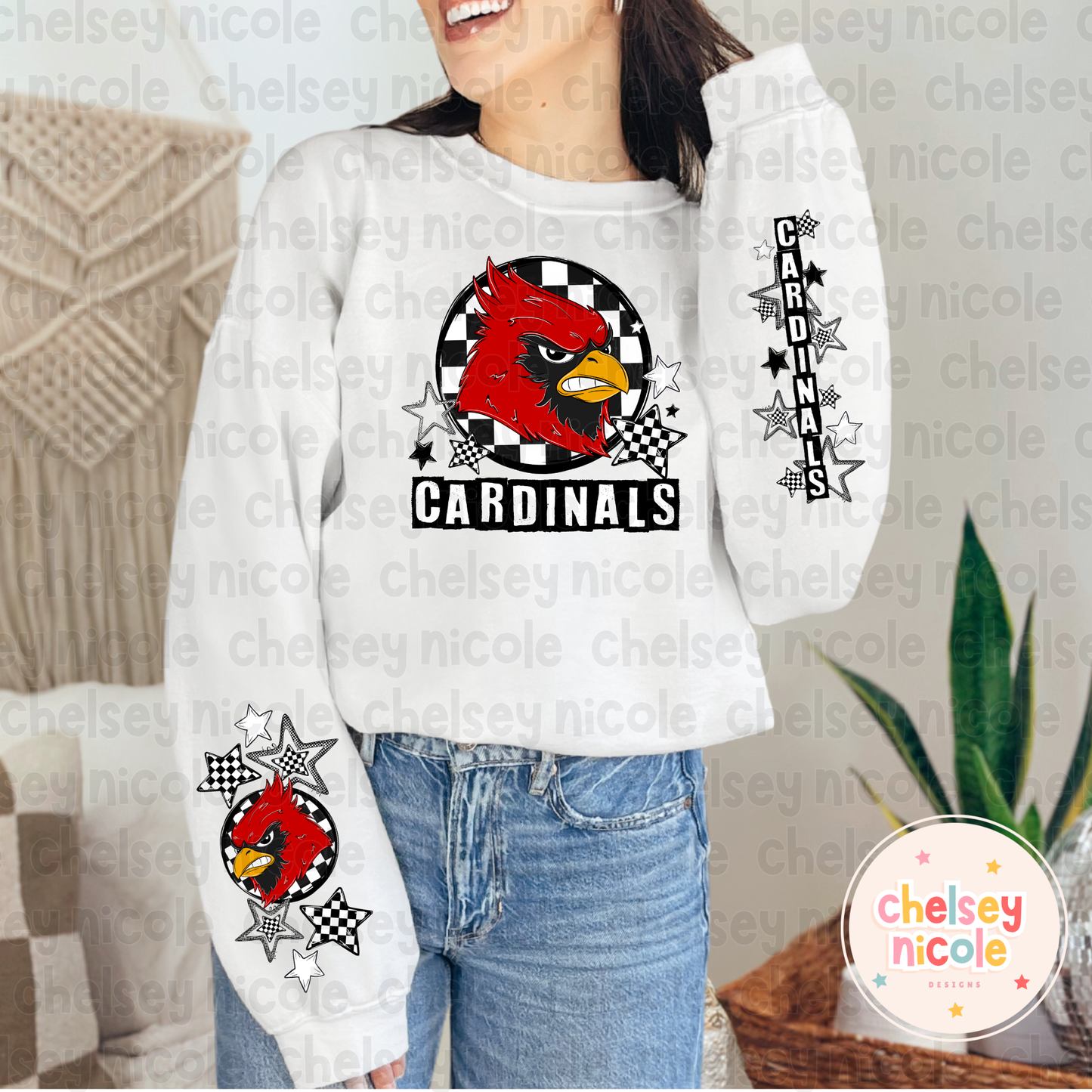 Cardinal Mascot PNG | Hand Drawn School Spirit Design | Cardinal School Spirit Mascot | Design for sublimation and DTF