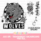 Wolves Mascot PNG | Hand Drawn School Spirit Design | Wolves School Spirit Mascot | Design for sublimation and DTF