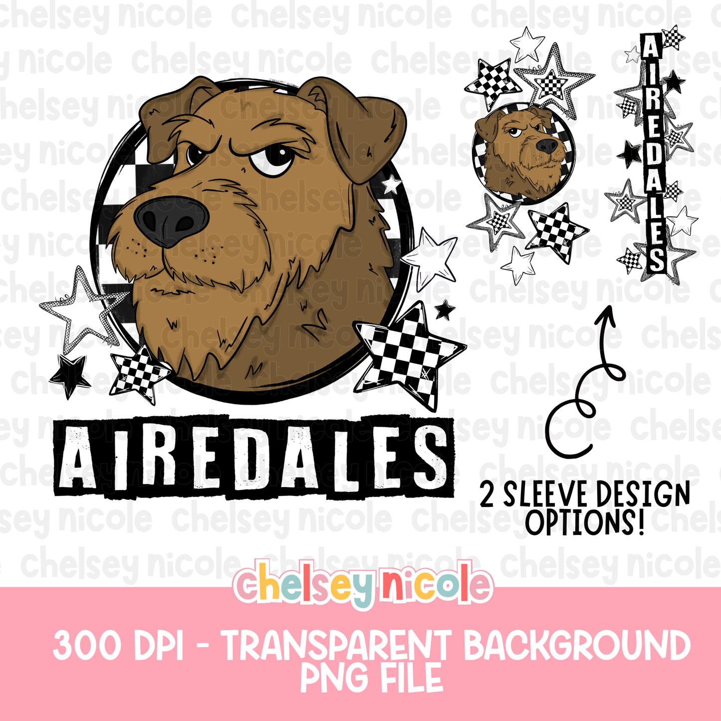 Airedales Mascot PNG | Hand Drawn School Spirit Design | Airedales School Spirit Mascot | Design for sublimation and DTF