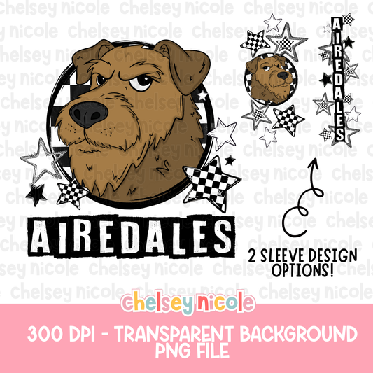 Airedales Mascot PNG | Hand Drawn School Spirit Design | Airedales School Spirit Mascot | Design for sublimation and DTF