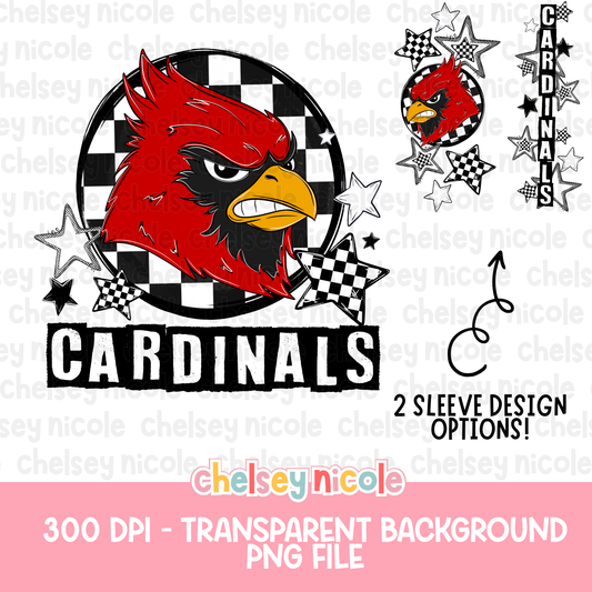 Cardinal Mascot PNG | Hand Drawn School Spirit Design | Cardinal School Spirit Mascot | Design for sublimation and DTF