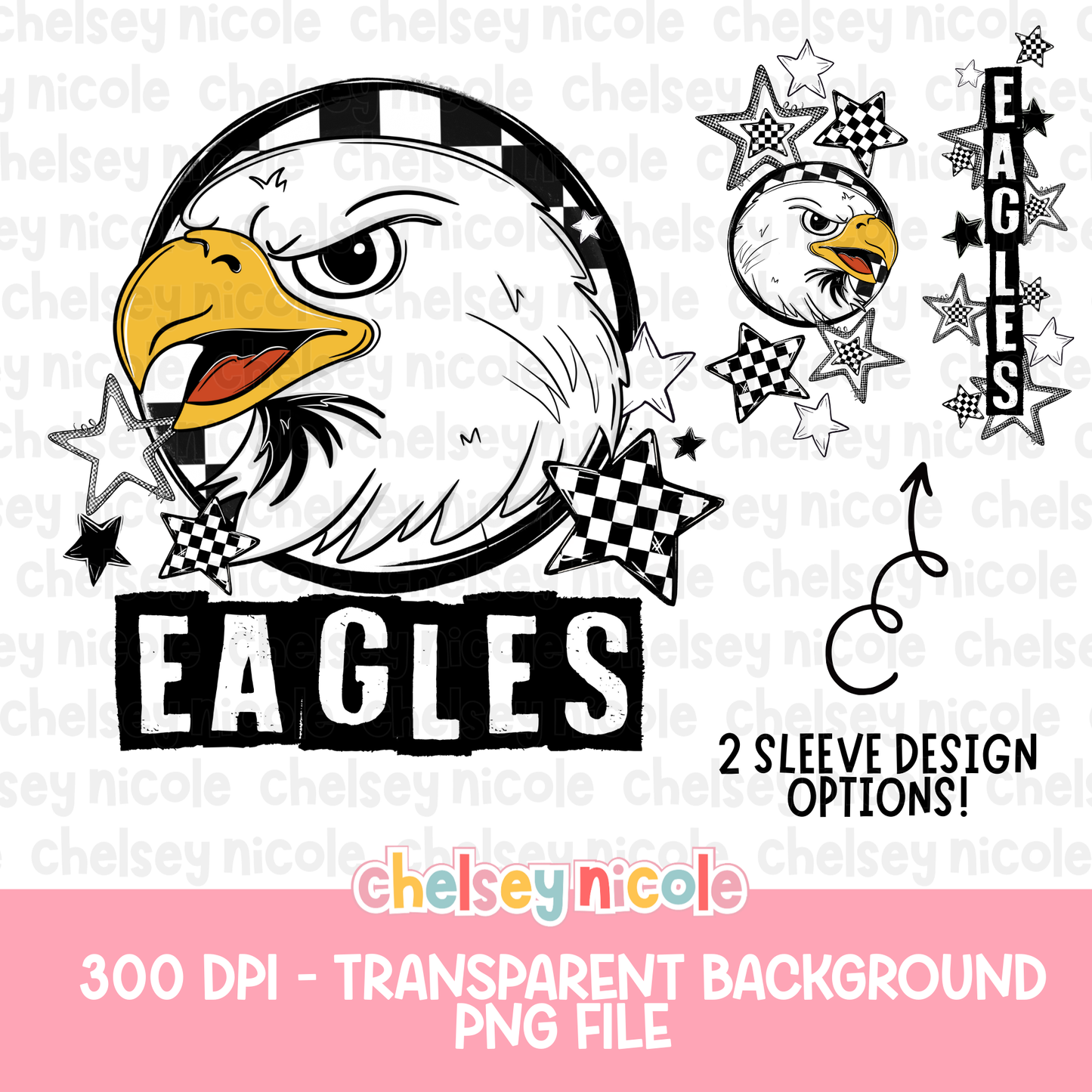 Eagles Mascot PNG | Hand Drawn School Spirit Design | Eagles School Spirit Mascot | Design for sublimation and DTF (Copy)