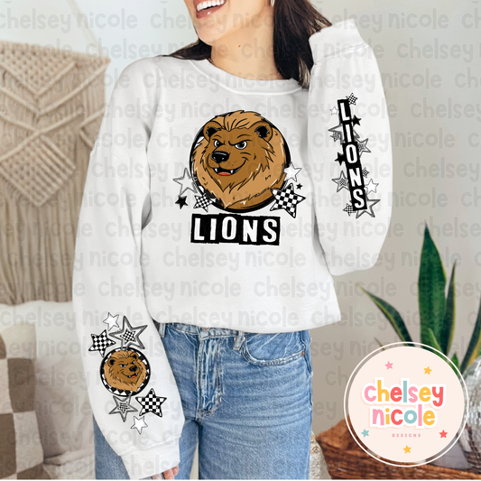 Lions Mascot PNG | Hand Drawn School Spirit Design | Lions School Spirit Mascot | Design for sublimation and DTF (Copy) (Copy)