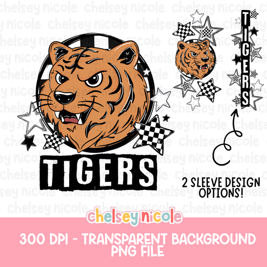Tigers Mascot PNG | Hand Drawn School Spirit Design | Tigers School Spirit Mascot | Design for sublimation and DTF