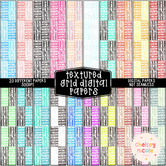 Textured Grid Digital Paper Bundle